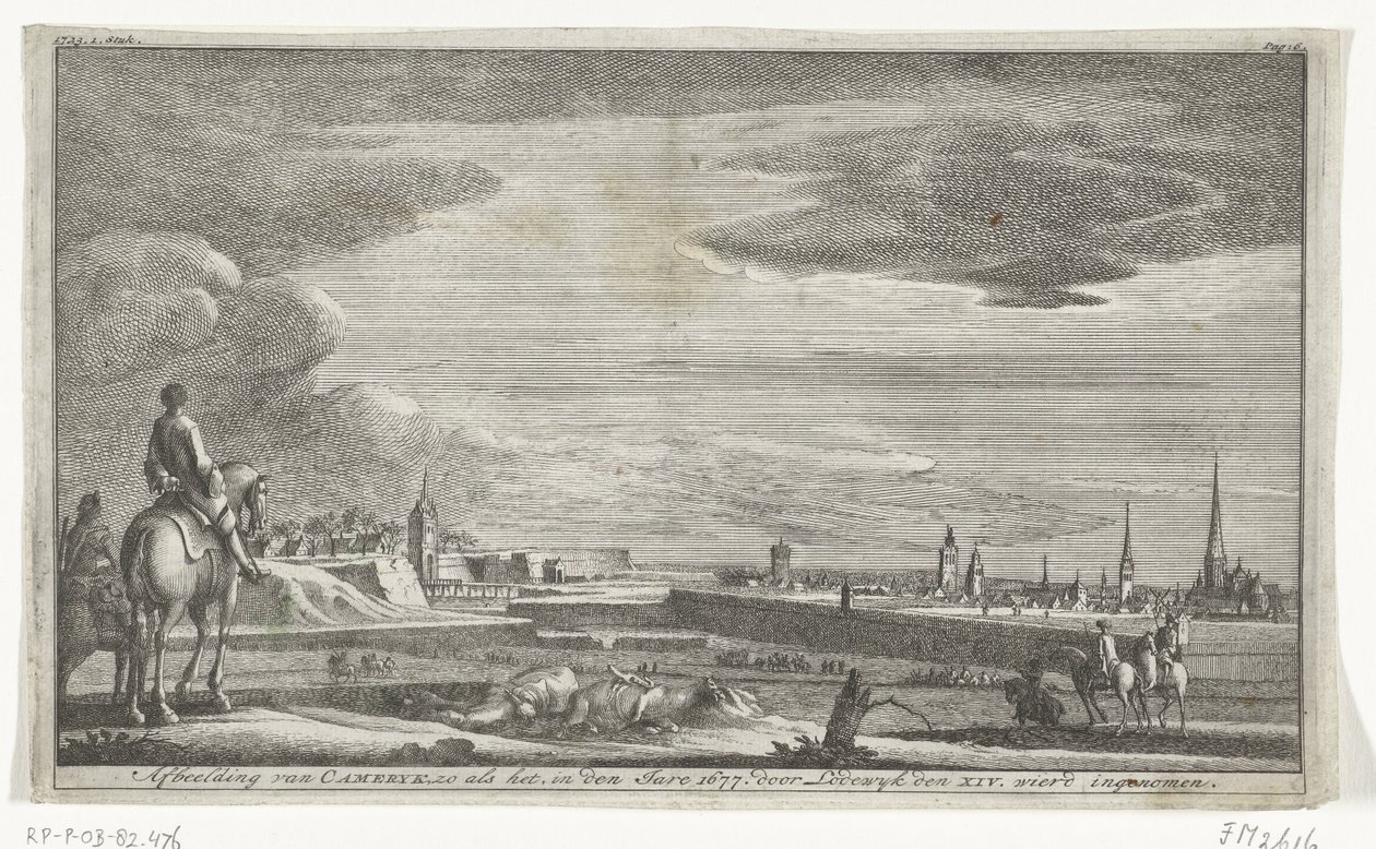 Vista de Cambrai, 1677 Representação de Cameryk, como é, no ano de 1677. por Lodewyk, o XIV. foi tirada (título no objeto) de Anonymous