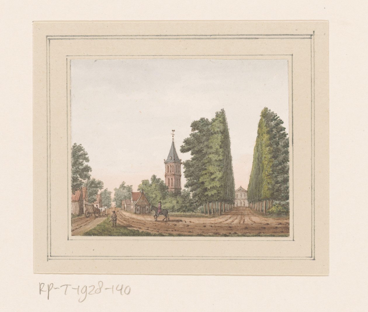 Vista de Oostkapelle com a Casa Rijnsburg na Zeeland de Anonymous