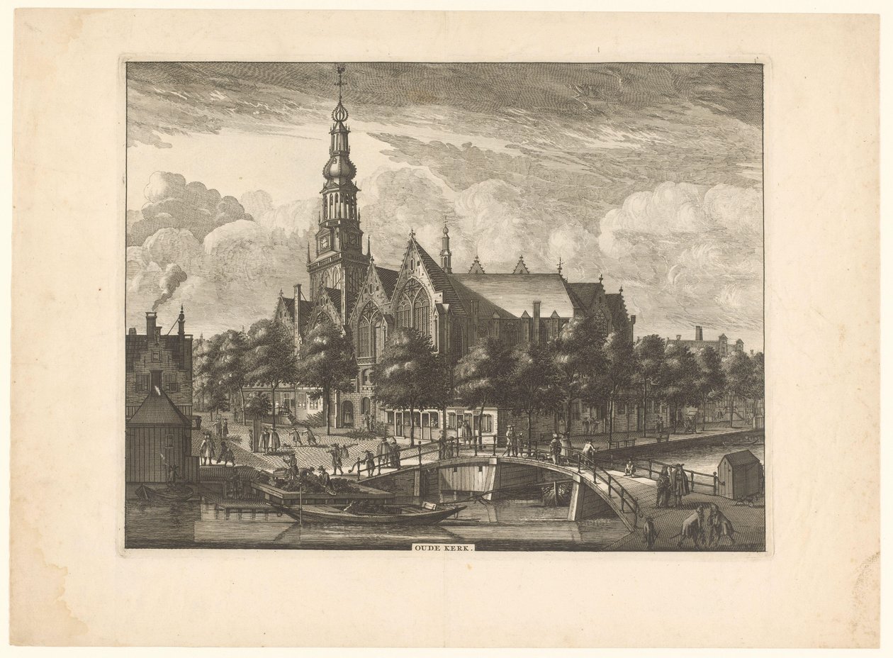 Vista do Oude Kerk em Amesterdão a partir do Oudezijds Voorburgwal
Oude Kerk (título sobre o objecto) de Anonymous