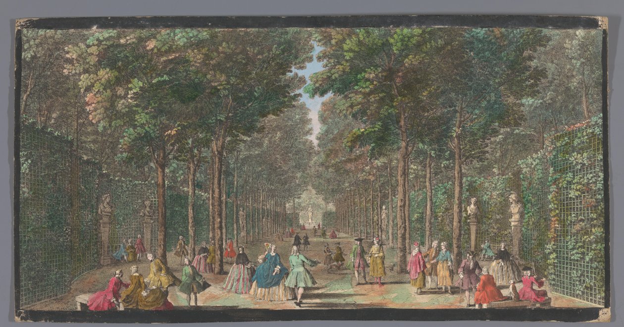 Gezicht op de Salle des Marronniers in de Tuin van Versailles O Salão dos Castanheiros (título no objeto) de Anonymous
