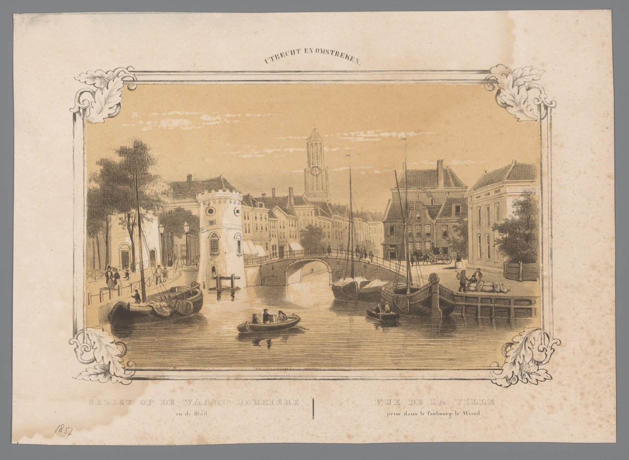 Vista da Barreira de Waard em Utrecht
Vista da Barreira de Waard e da cidade / Vue de la Ville prise dans le Faubourg le Weerd (título sobre o objecto)
Utreque e arredores (título da série sobre o objecto) de Anonymous