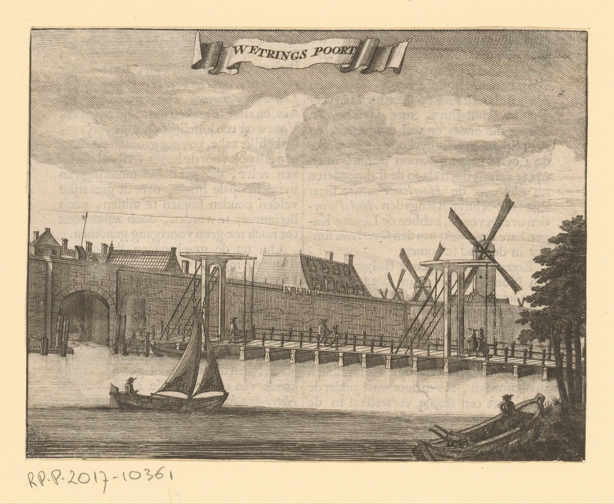 Vista do Weteringpoort em Amsterdã Werings Gate (título no objeto) de Anonymous