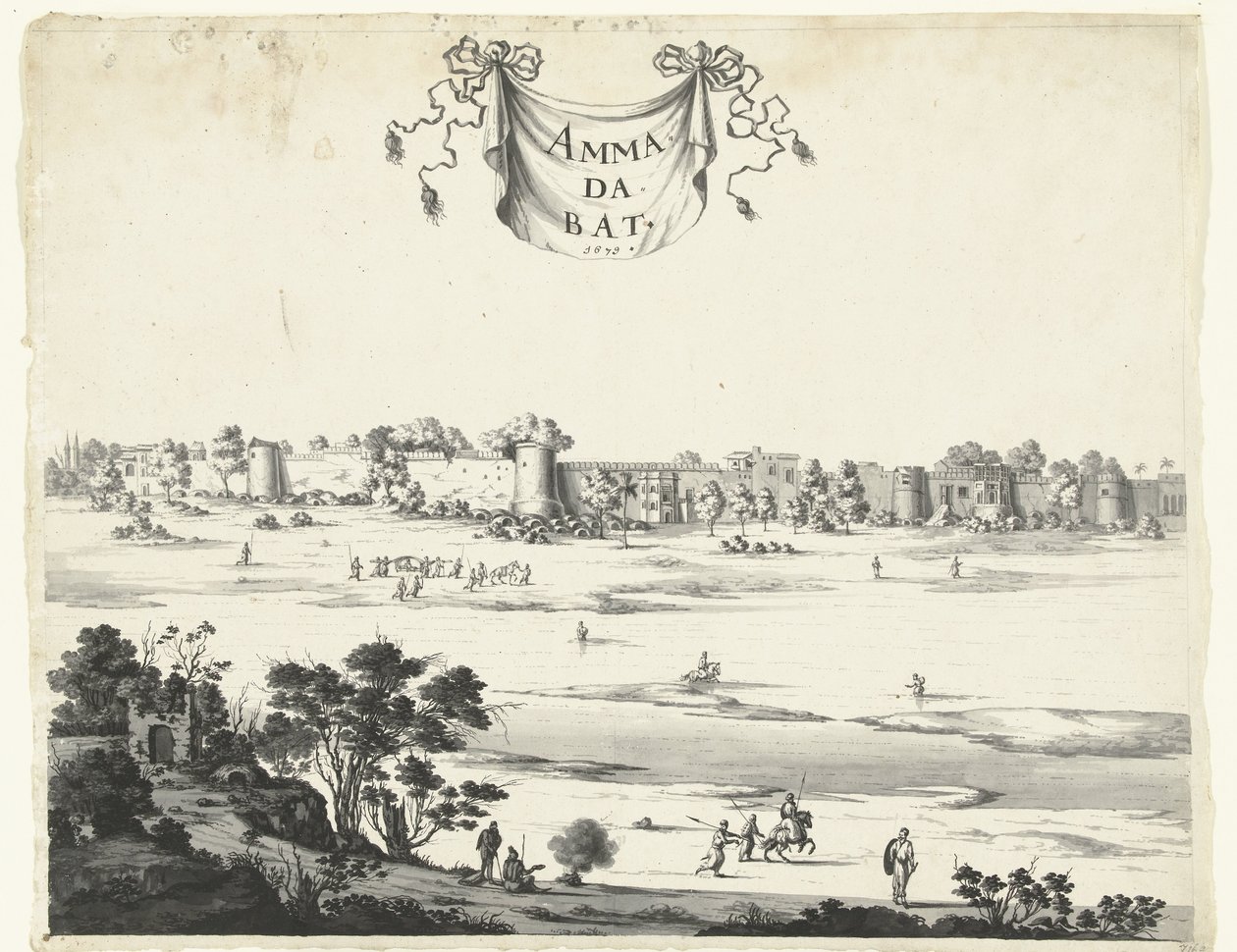 Vista da cidade de Ahmadabad
Ammadabat (título sobre o objecto)
Vistas da Índia dos anos 1678-1679 (título da série) de Anonymous