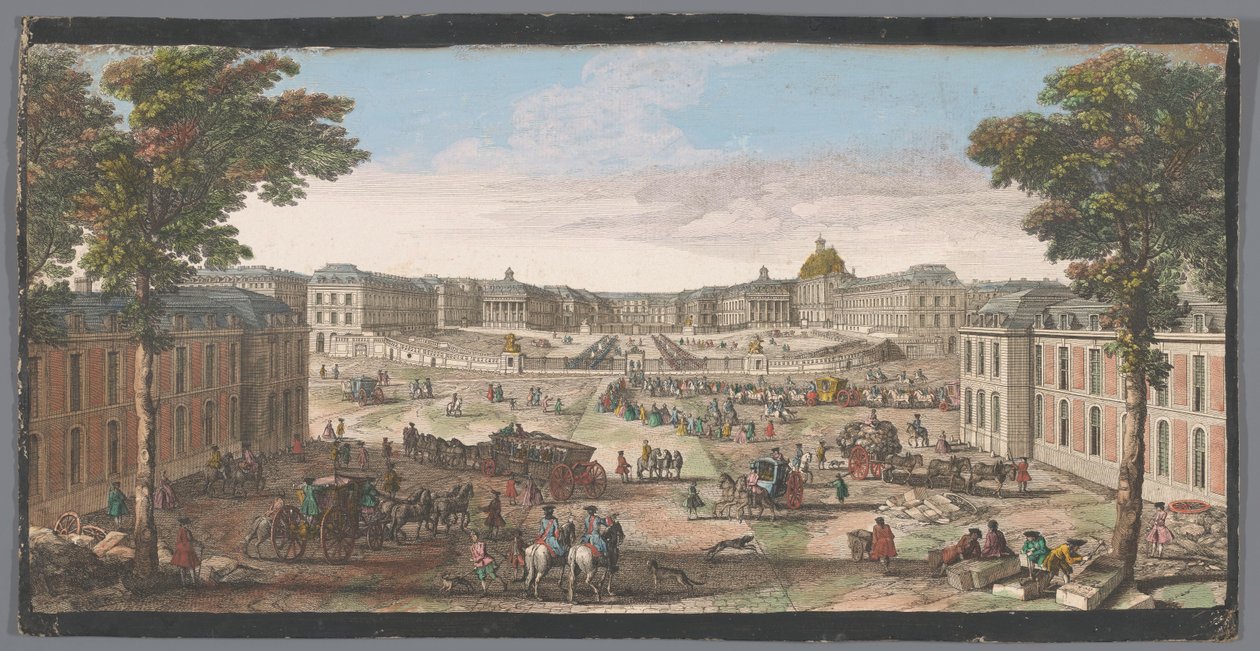 Vista da frente do Palácio de Versalhes Diversos vues du Chateau de Versailles (título no objeto) de Anonymous