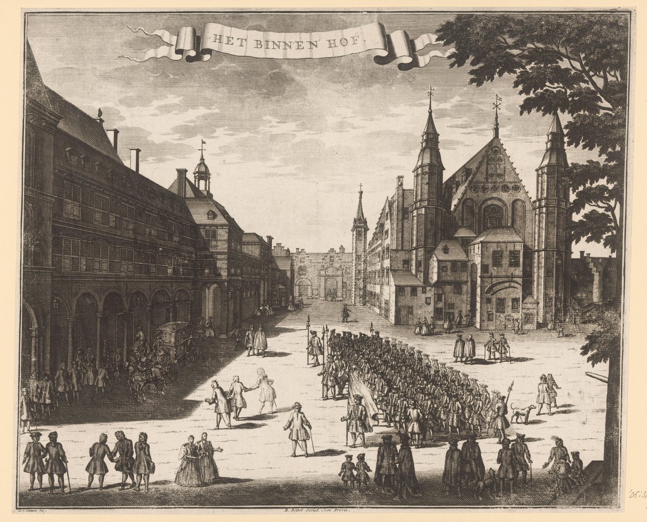 Vista do Binnenhof em Haia O Binnenhof (título no objeto) de Anonymous