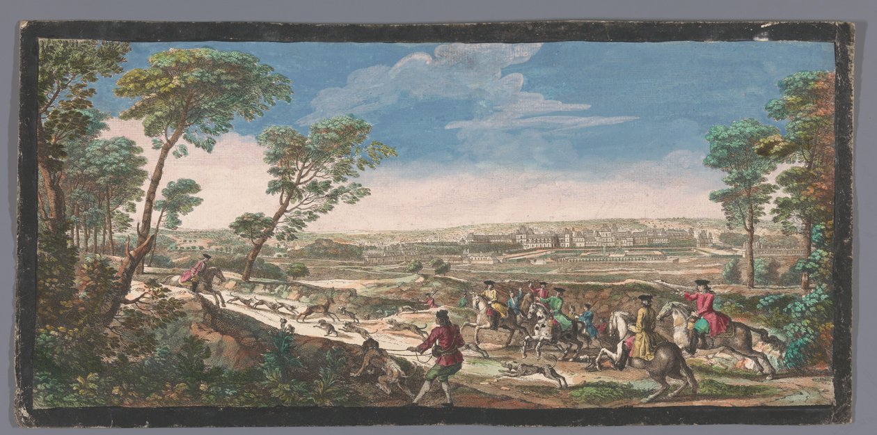 Gezicht op het Palais de Fontainebleau
Vista geral de Fontainebleau tirada do topo da montanha do lado da parterra (título sobre o objecto) de Anonymous