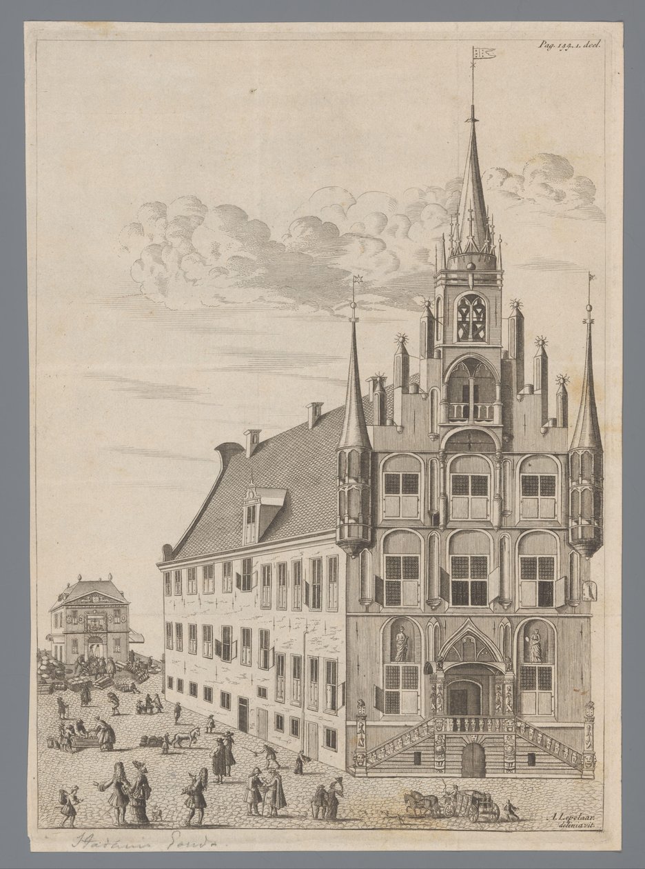 Vista da Câmara Municipal de Gouda de Anonymous