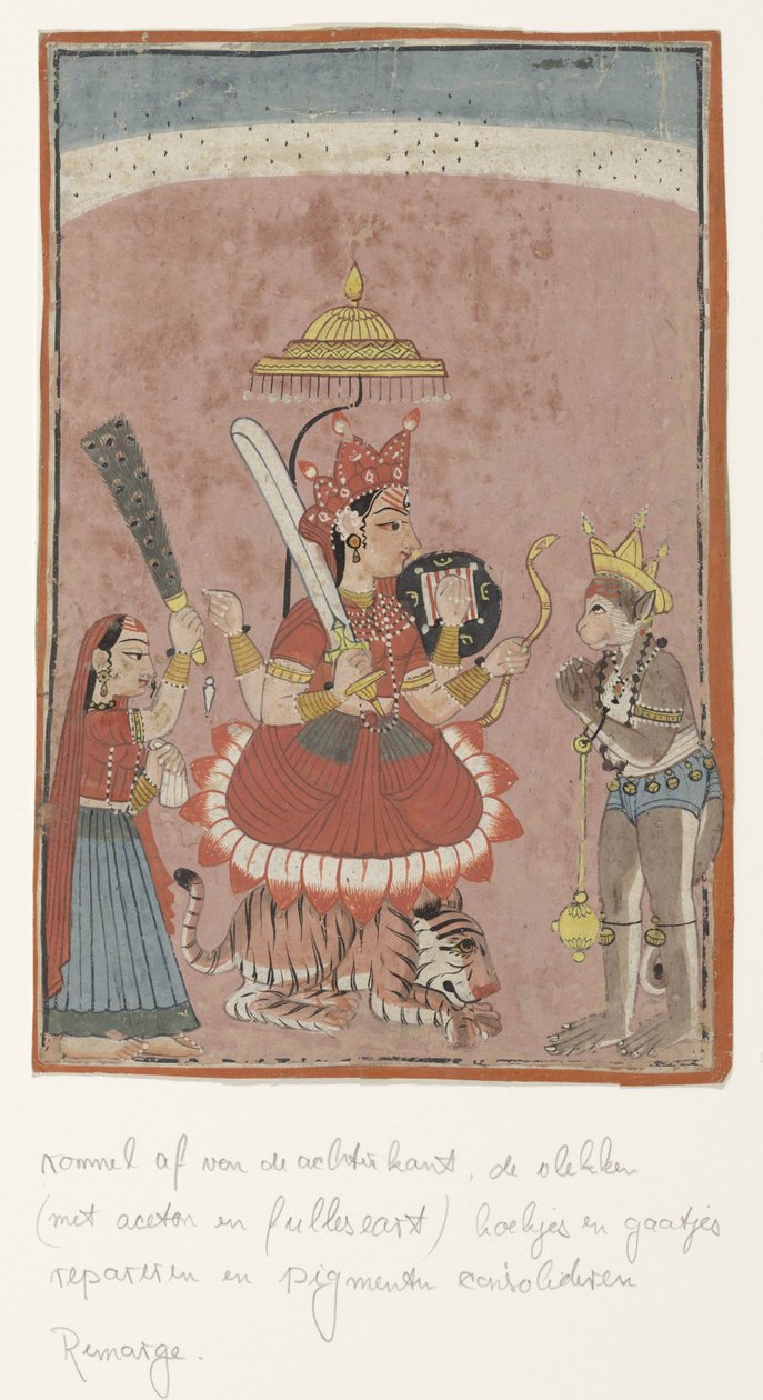Deusa Durga e Hanuman de Anonymous
