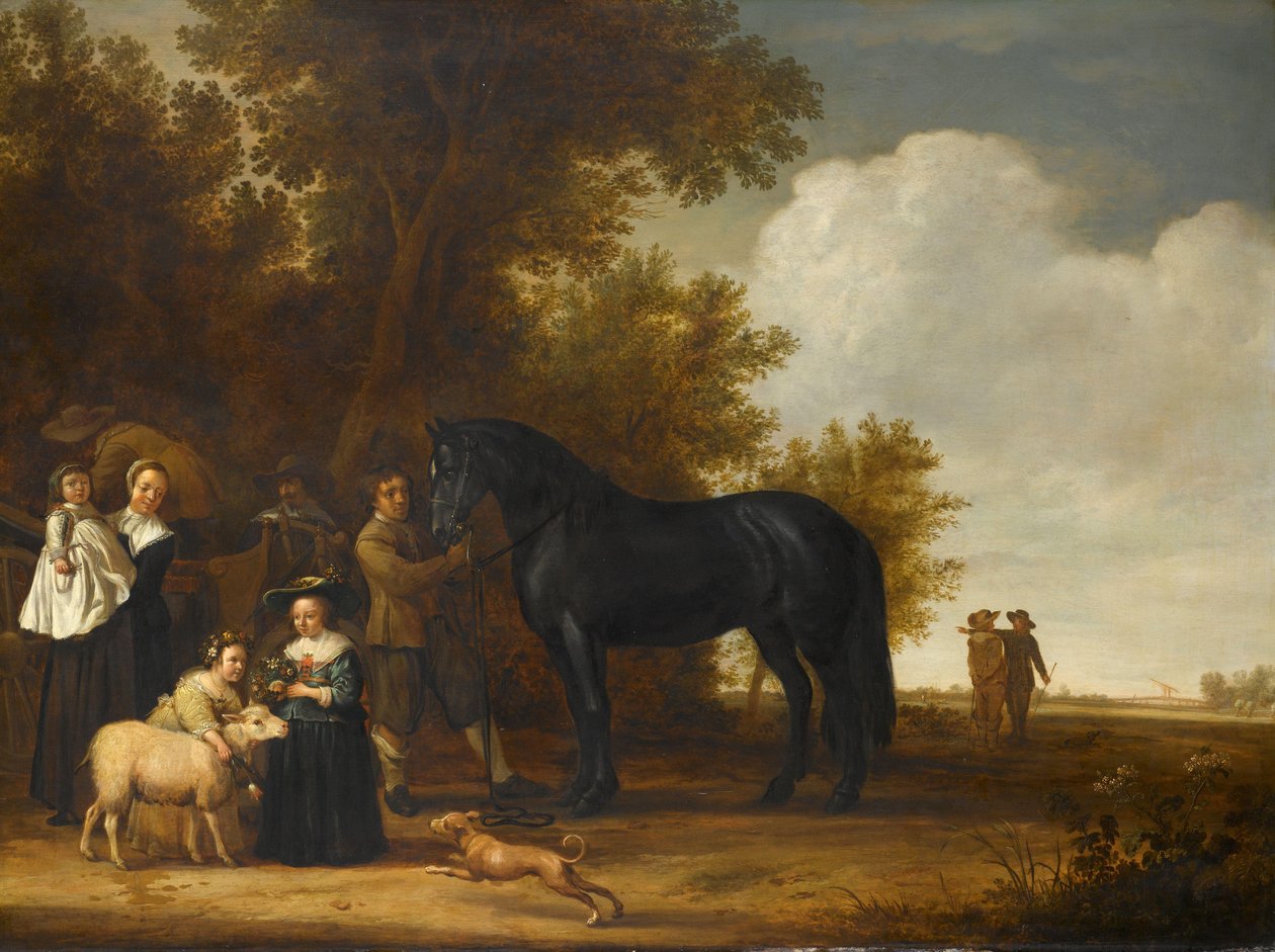 Retrato de grupo em uma paisagem (uma festa ao ar livre) de Anonymous