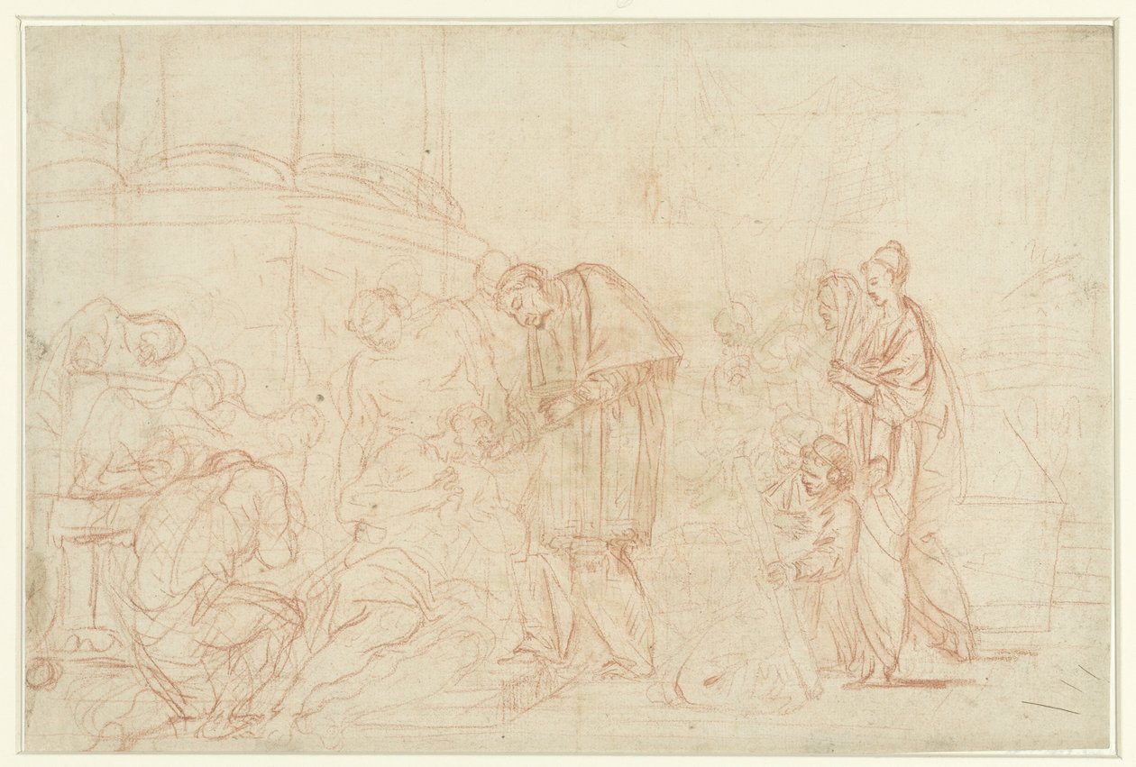 São Carolus Borromeo visita vítimas da peste de Anonymous