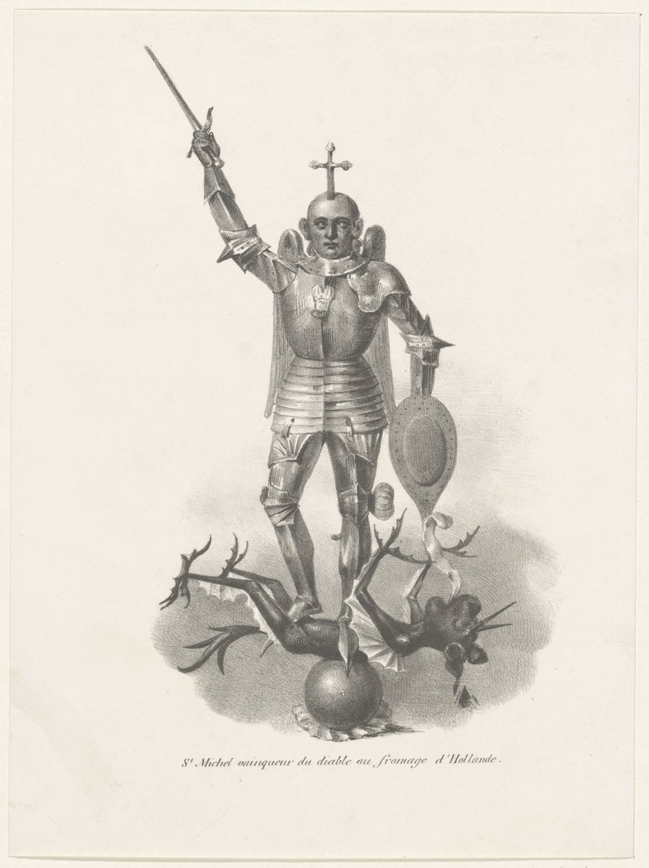 São Miguel conquistando o diabo com queijo holandês, 1830 St. Michel vainqueur du diable au fromage d