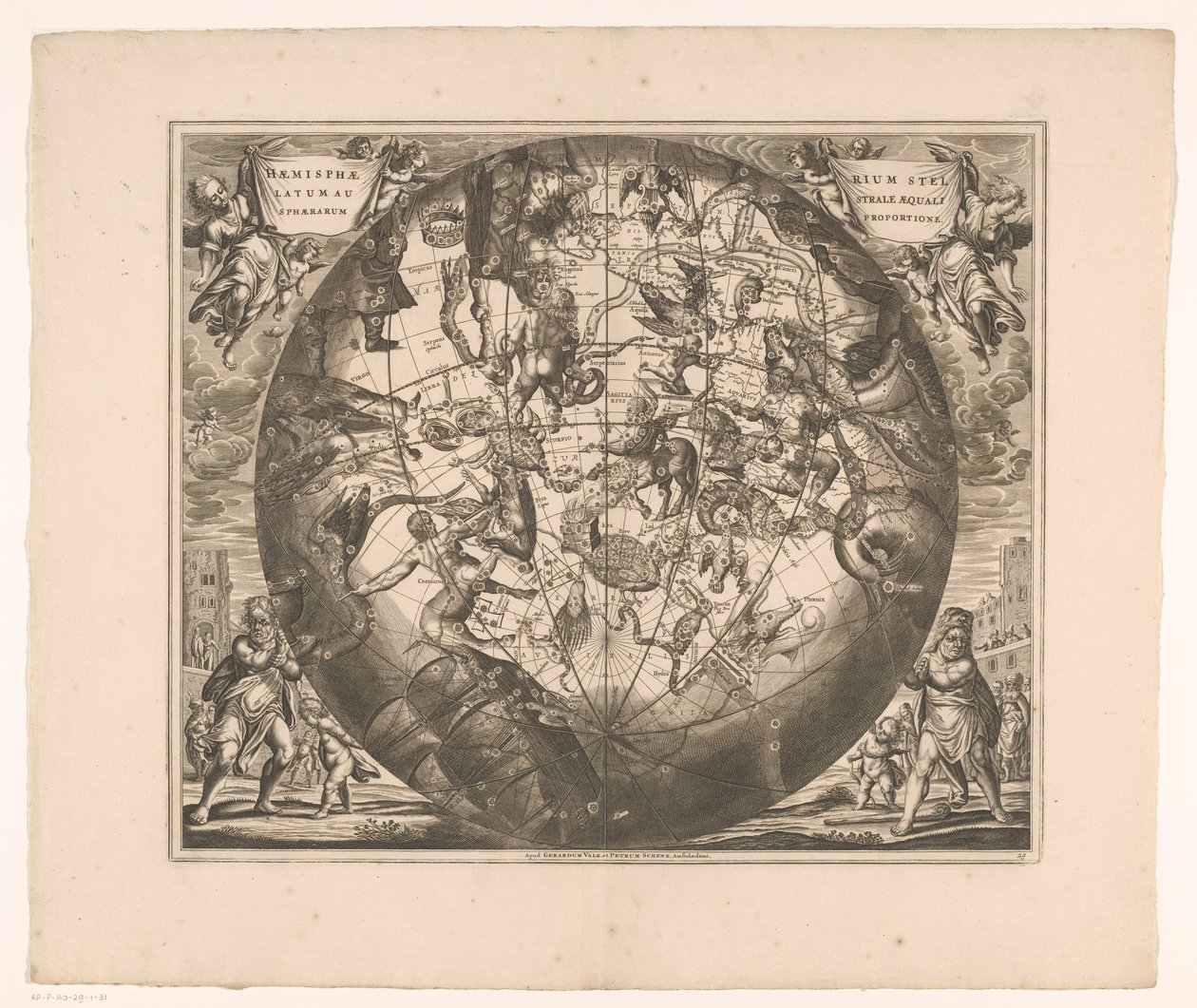 Mapa do céu mostrando as constelações do sul
Haemisphaerium stellatum australe aequali sphaerarum proportione (título sobre o objecto) de Anonymous