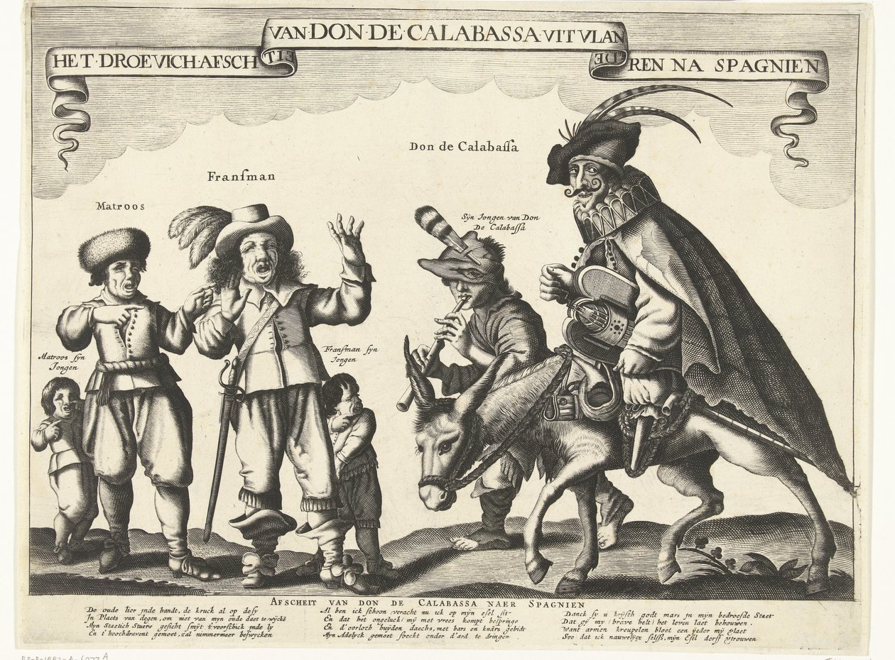 O triste adeus de Don de Calabassa à Flandres e regresso a Espanha, 1646
O triste adeus de Don de Calabassa de Vlanderen na Spagnien (título sobre o objecto) de Anonymous