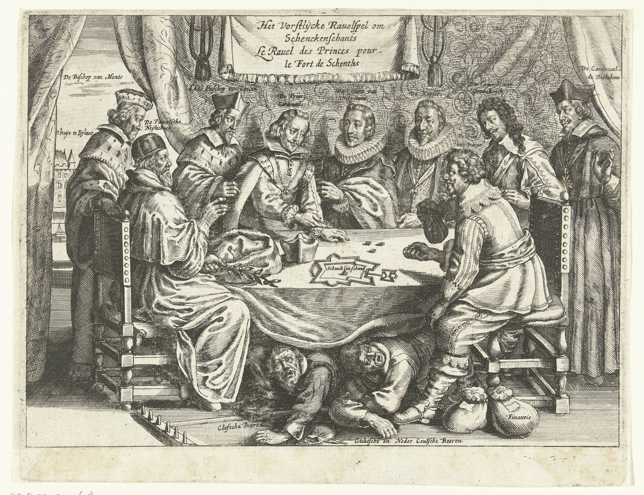 O jogo para Schenckenschans, 1635-1636 The Vorstelijcke Ravelspel om Schenckenschants / Le Ravel des Princes pour le Fort de Schentks (título no objeto) de Anonymous