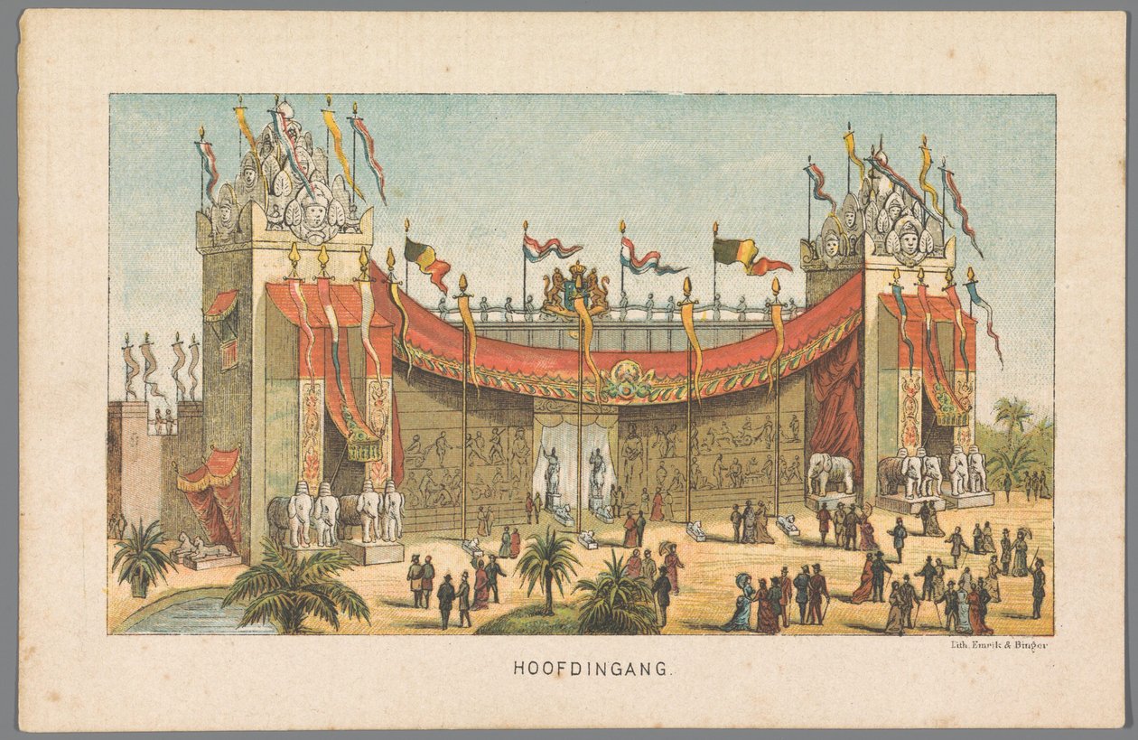 Entrada principal da Feira Mundial de Amsterdã, 1883 Entrada principal (título no objeto) Memória de Amsterdã em 1883 (título da série no objeto) de Anonymous
