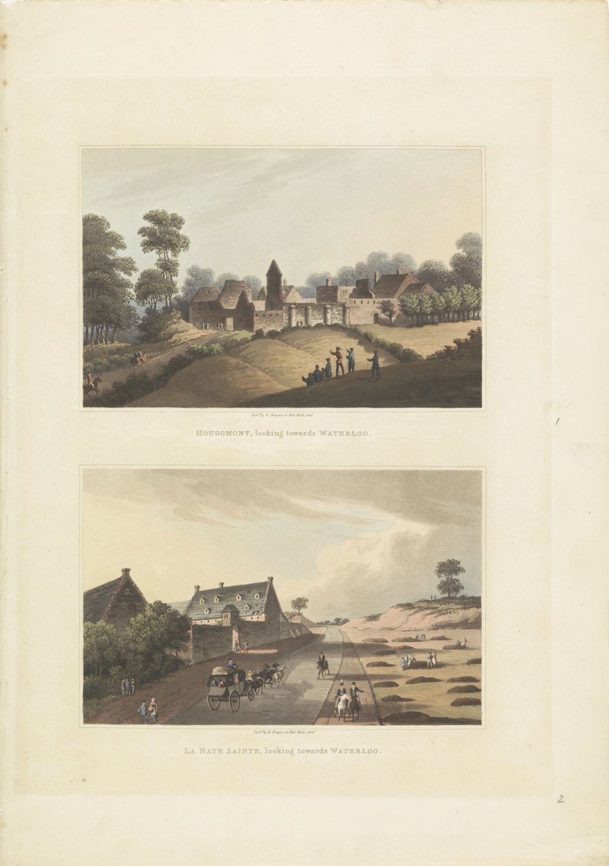 Hougoumont en La Haye-Sainte
Hougomont, olhando em direcção a Waterloo / La Haye Sainte, olhando em direcção a Waterloo (título sobre o objecto) de Anonymous