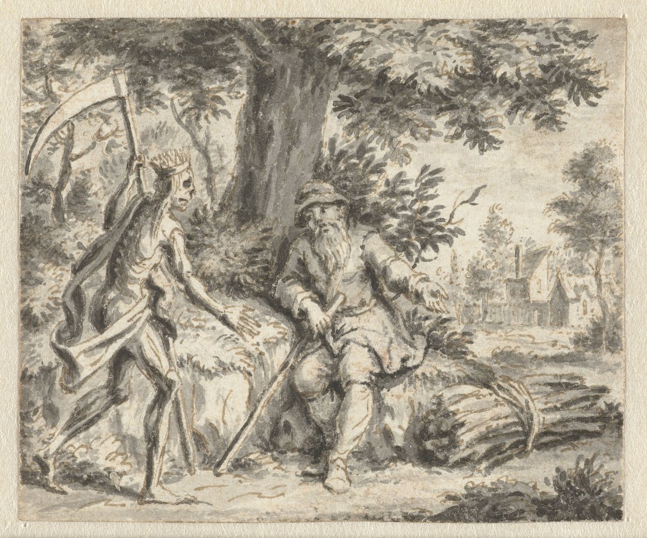 Lenhador e morte Desenhos para ilustrações para uma edição das Fábulas de Jean de la Fontaine (título da série) de Anonymous