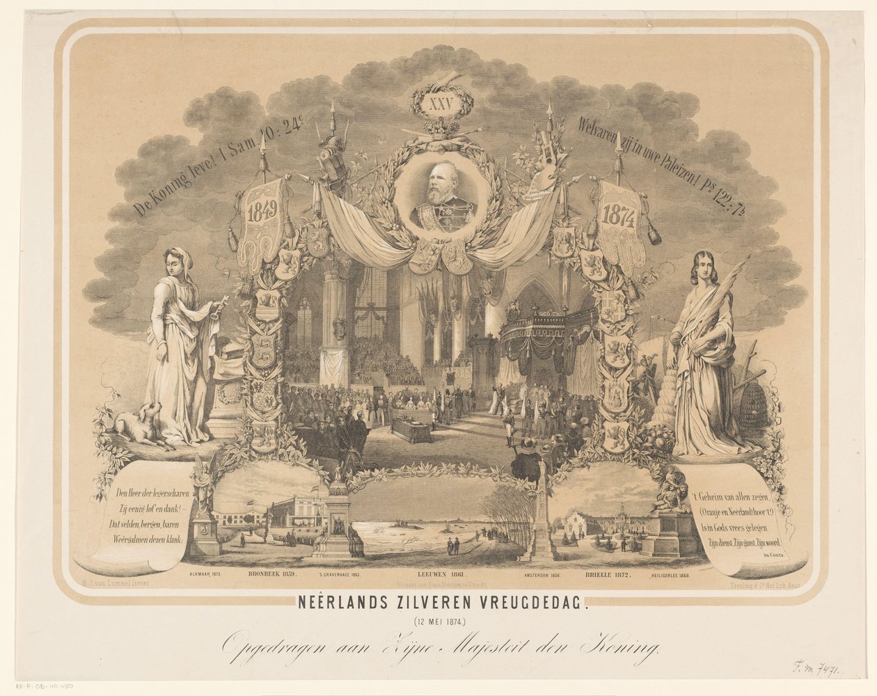 Inauguração de Guilherme III como rei dos Países Baixos
Neêrlands Silver Joy Day. (12 de Maio de 1874.) (título sobre o objecto) de Anonymous