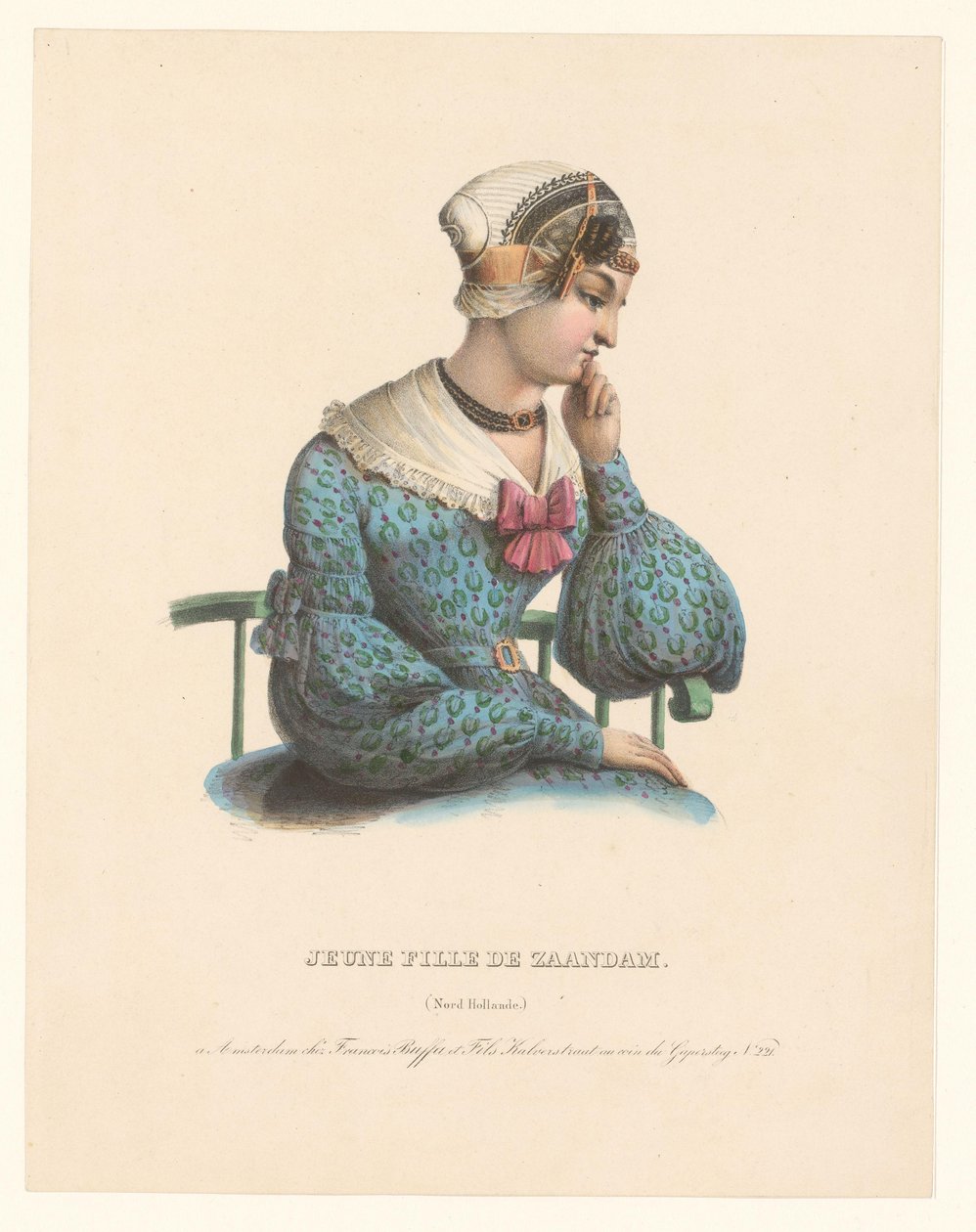 Jovem em traje tradicional de Zaandam Jeune fille de Zaandam (Nord Hollande) (título no objeto) de Anonymous
