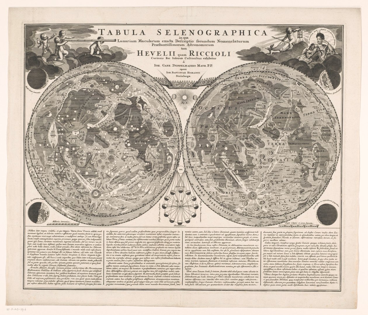 Kaart van de maan
Tabula selenographica in qua lunarium macularum exacta descriptio (...) (título sobre o objecto) de Anonymous