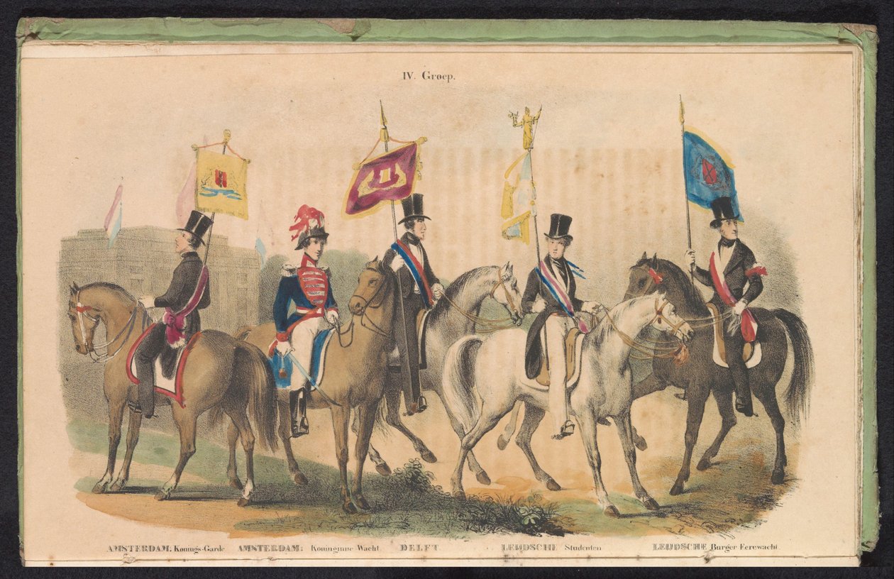 Fantasias e faixas dos guardas honorários de Amesterdão, Delft e Leiden, 1840-1842
IV. Grupo (título sobre o objecto) de Anonymous