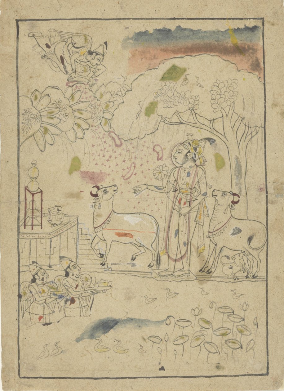 Krishna com testes de linga-altaar de Anonymous