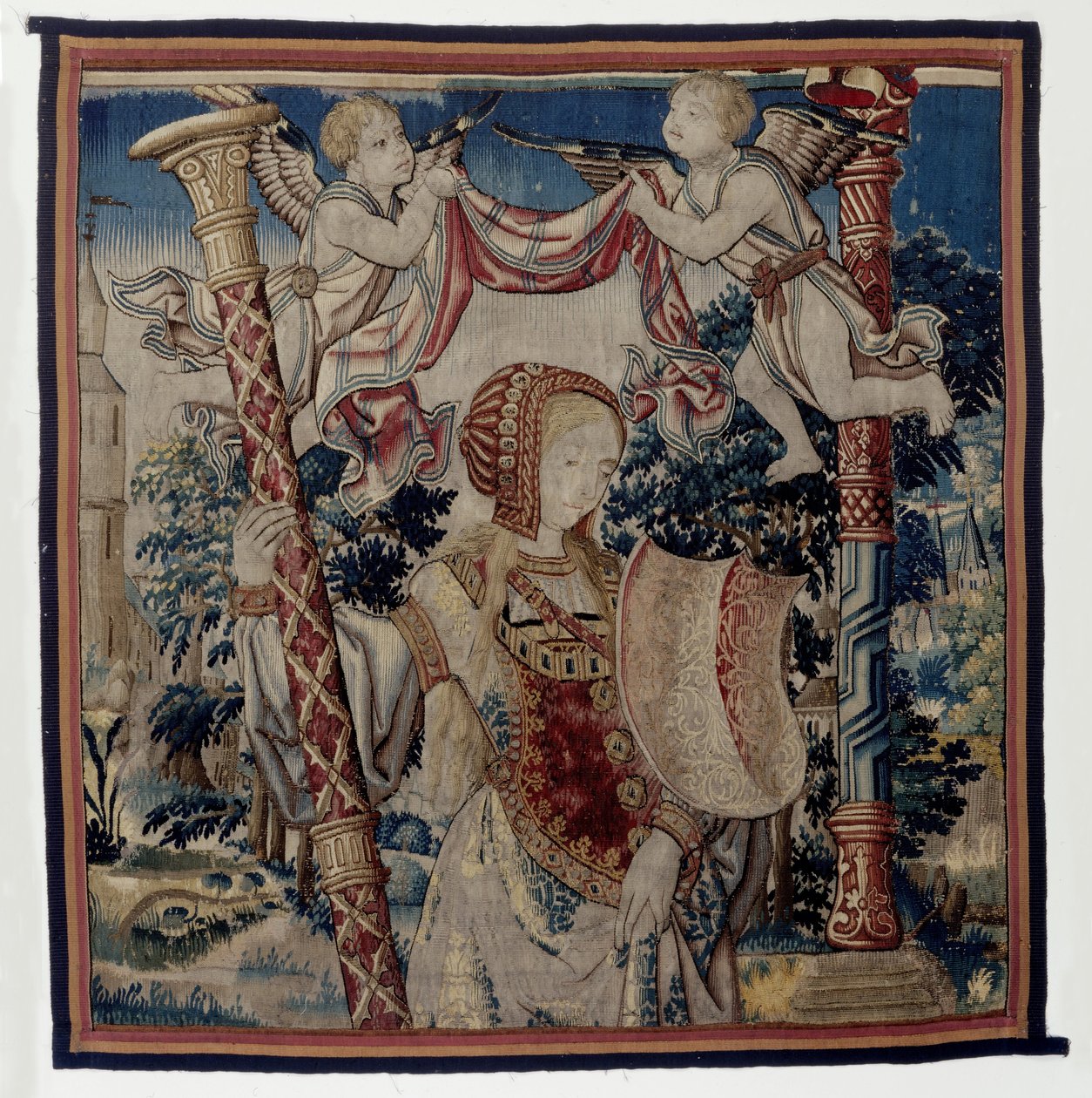 Castidade com dois putti, excerto do triunfo da castidade sobre o amor
Os triunfos de Petrarca (título da série) de Anonymous