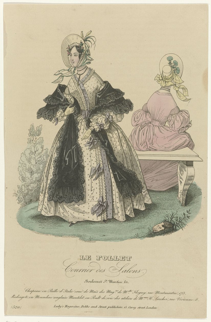 Le Follet, Courrier des Salons, ca. 1836, No. 520: Chapeau en Paill (...) de Anonymous