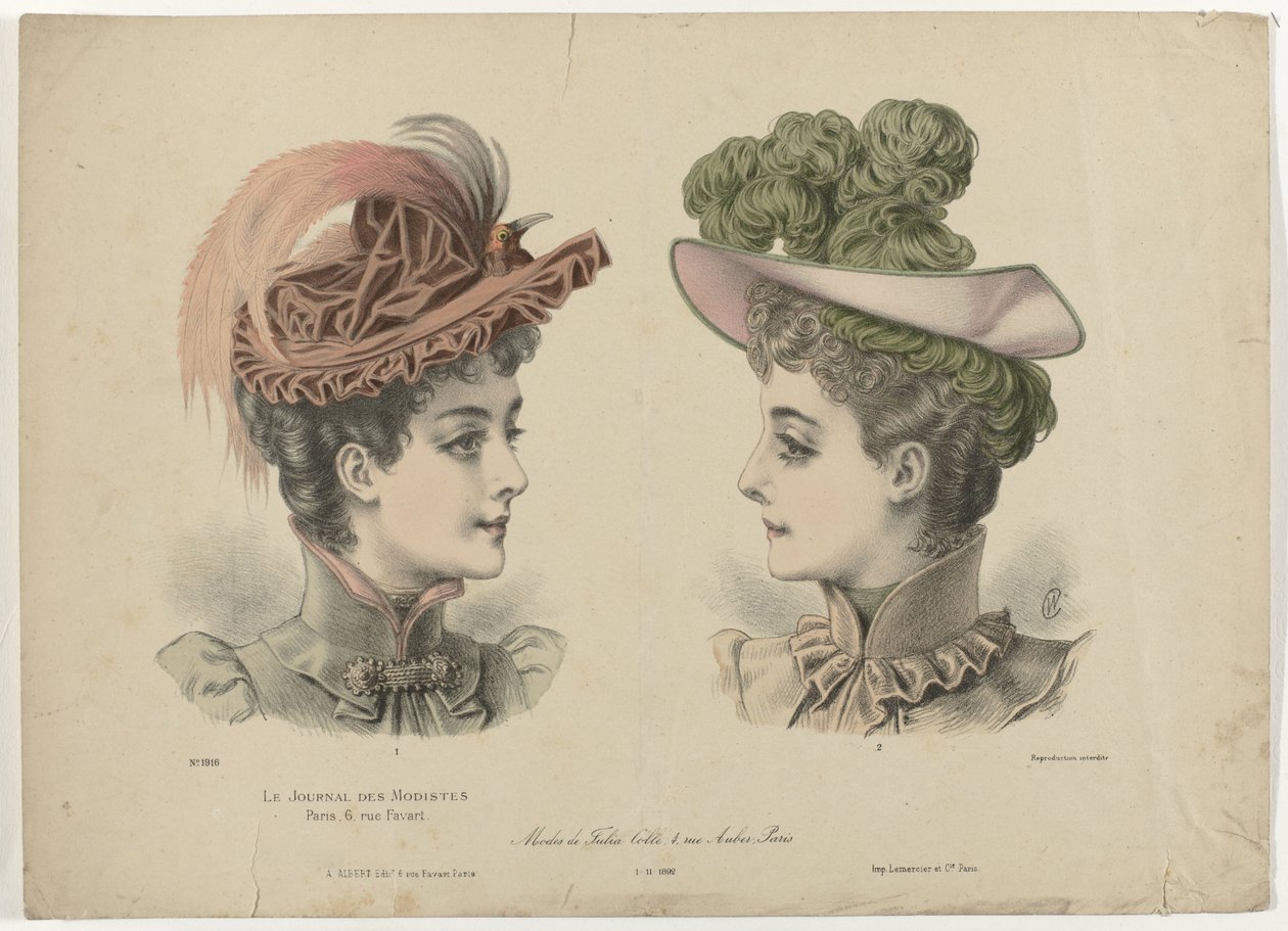 Le Journal des Modistes, 1-11-1892, No. 1916: Modes de Julia Coll (...) de Anonymous