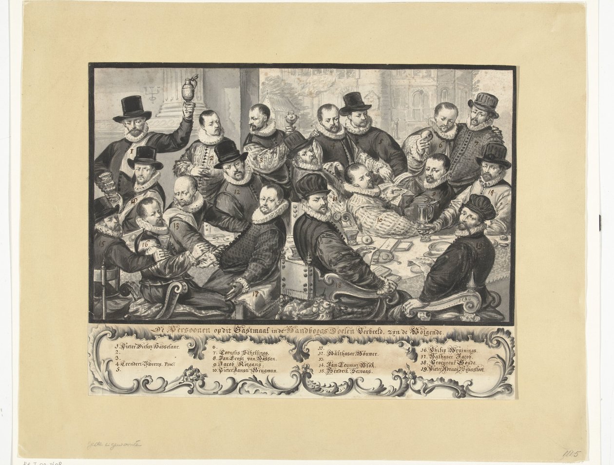 Refeição de oficiais do Handboogdoelen em Amesterdão, 1586 de Anonymous