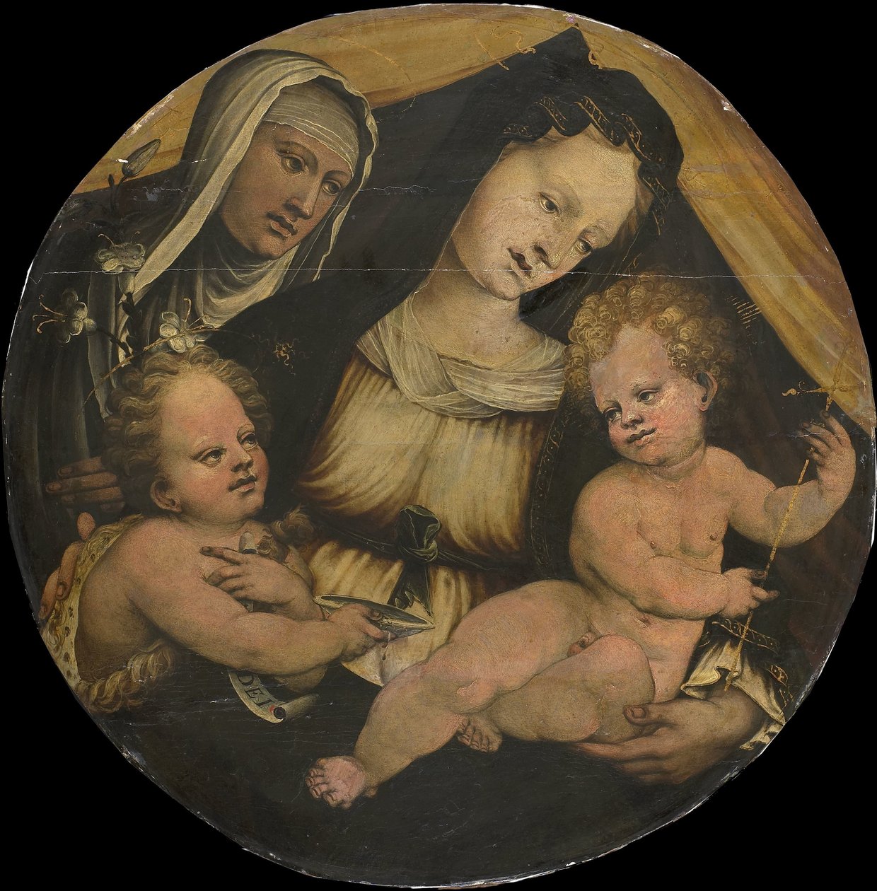Madonna e Criança com o Menino João Batista e Santa Clara de Anonymous