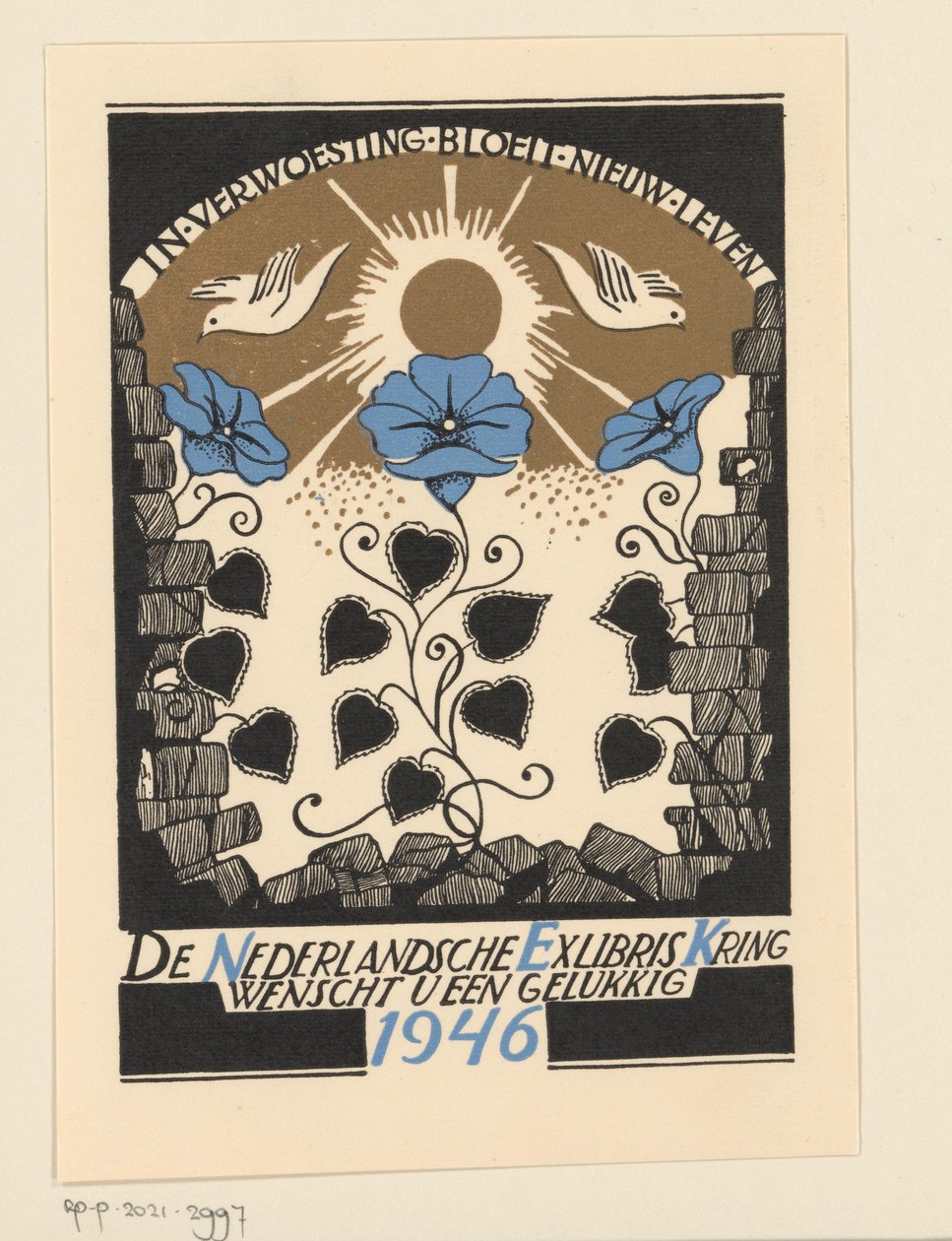 O desejo de Ano Novo para 1946 da Nederlandsche Exlibriskring de Anonymous