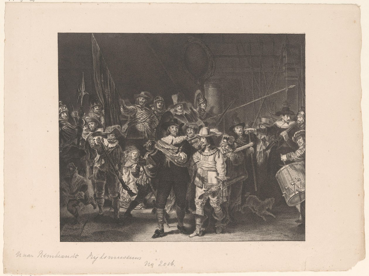 Oficiais e outros pistoleiros do Distrito II em Amsterdã liderados pelo capitão Frans Banninck Cocq e pelo tenente Willem van Ruytenburch, conhecido como 