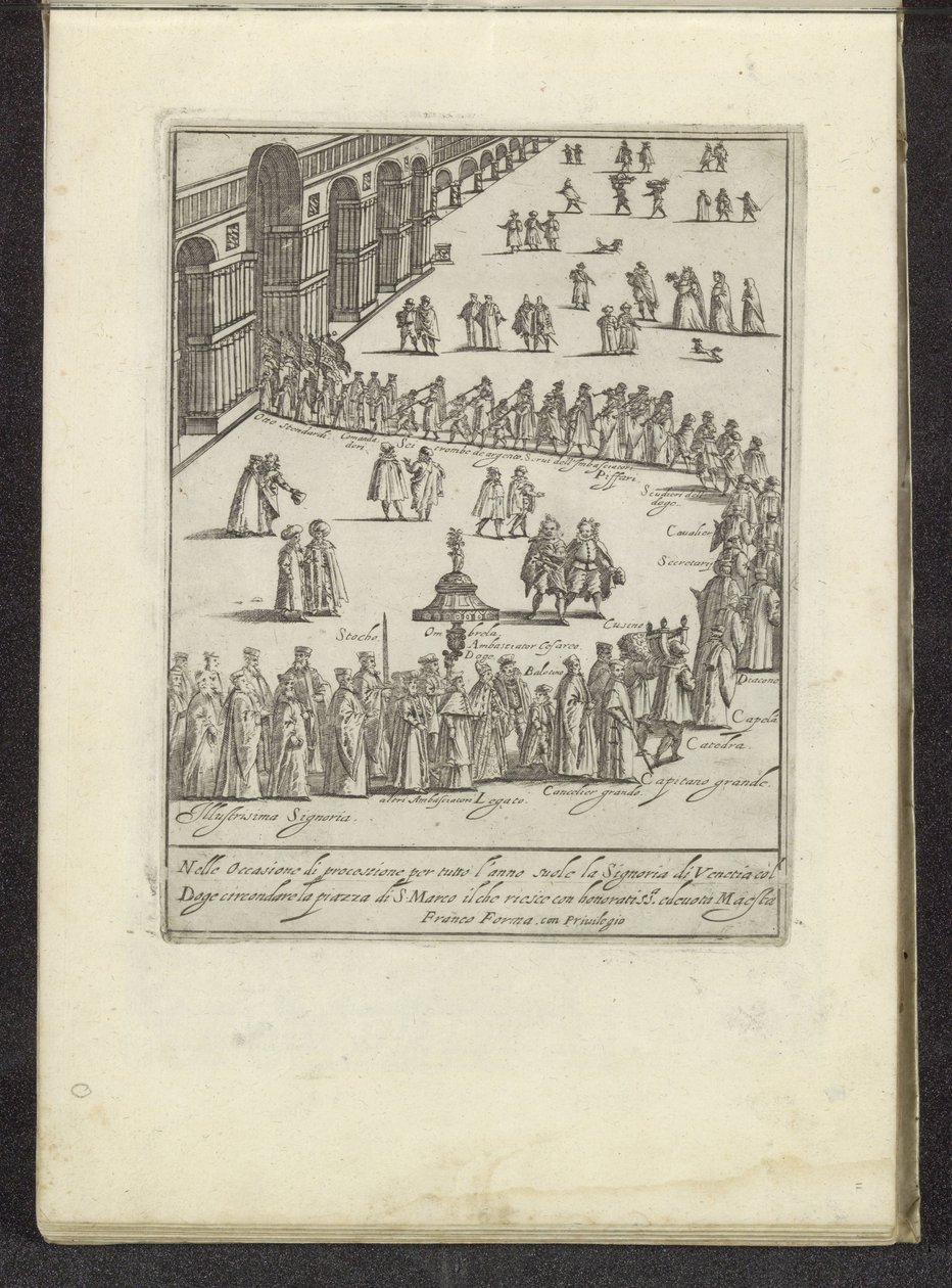 Optocht met de doge en Serenissima Signoria sobre o San Marcoplein te Venetië
Scènes uit het Venetiaanse leven (título da série)
Habiti d