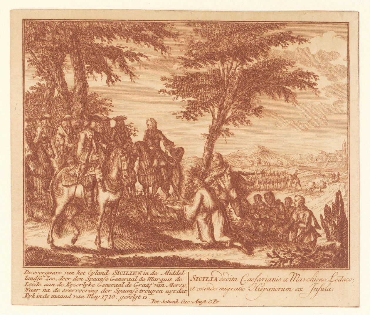 Rendição da Sicília pelos espanhóis aos franceses, maio de 1720 A rendição do Eyland Sicilien no Mediterrâneo (...) (título no objeto) de Anonymous