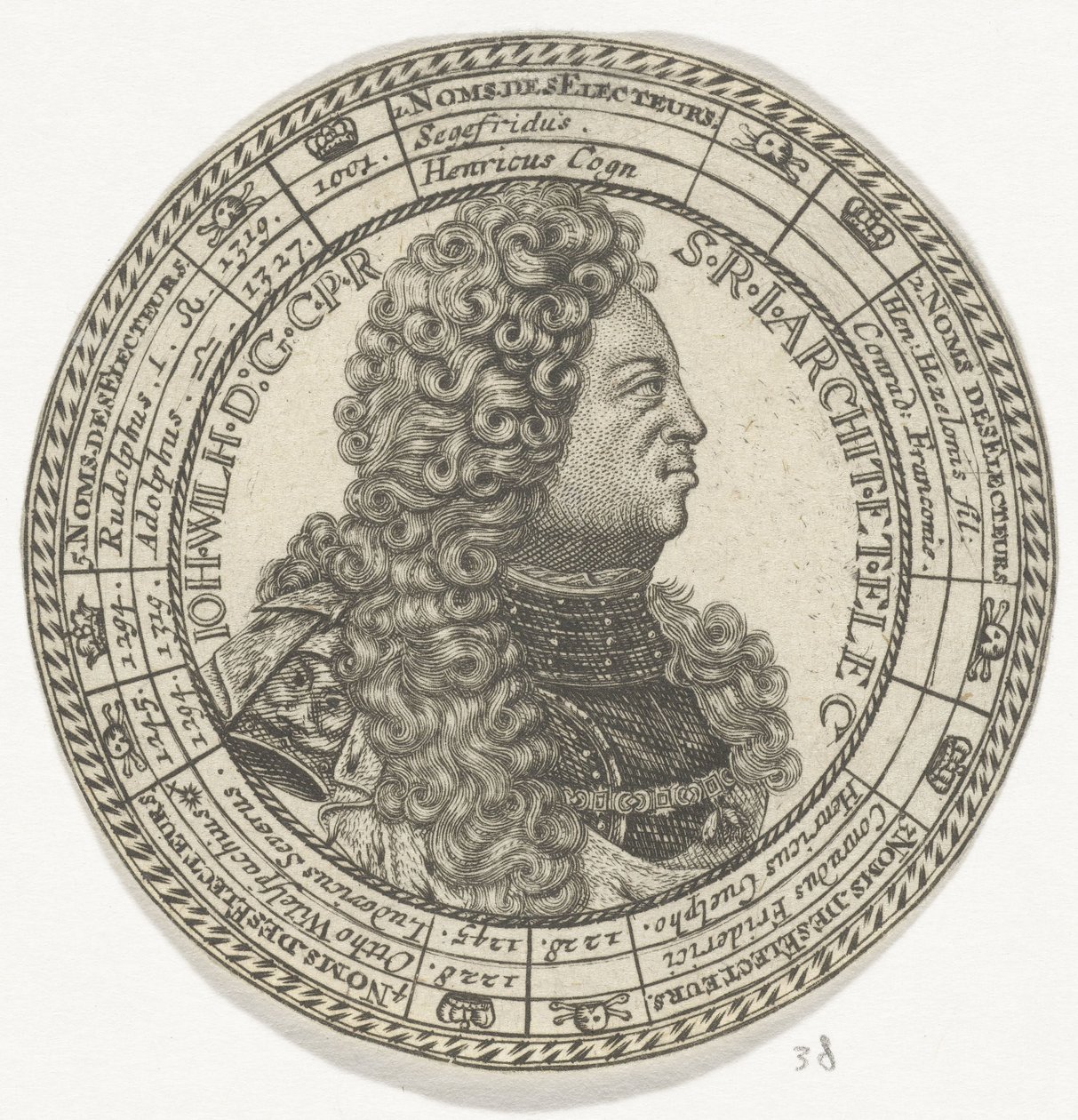 Medalha com o retrato de Johan Willem e os nomes dos Eleitores do Palatinado de Anonymous