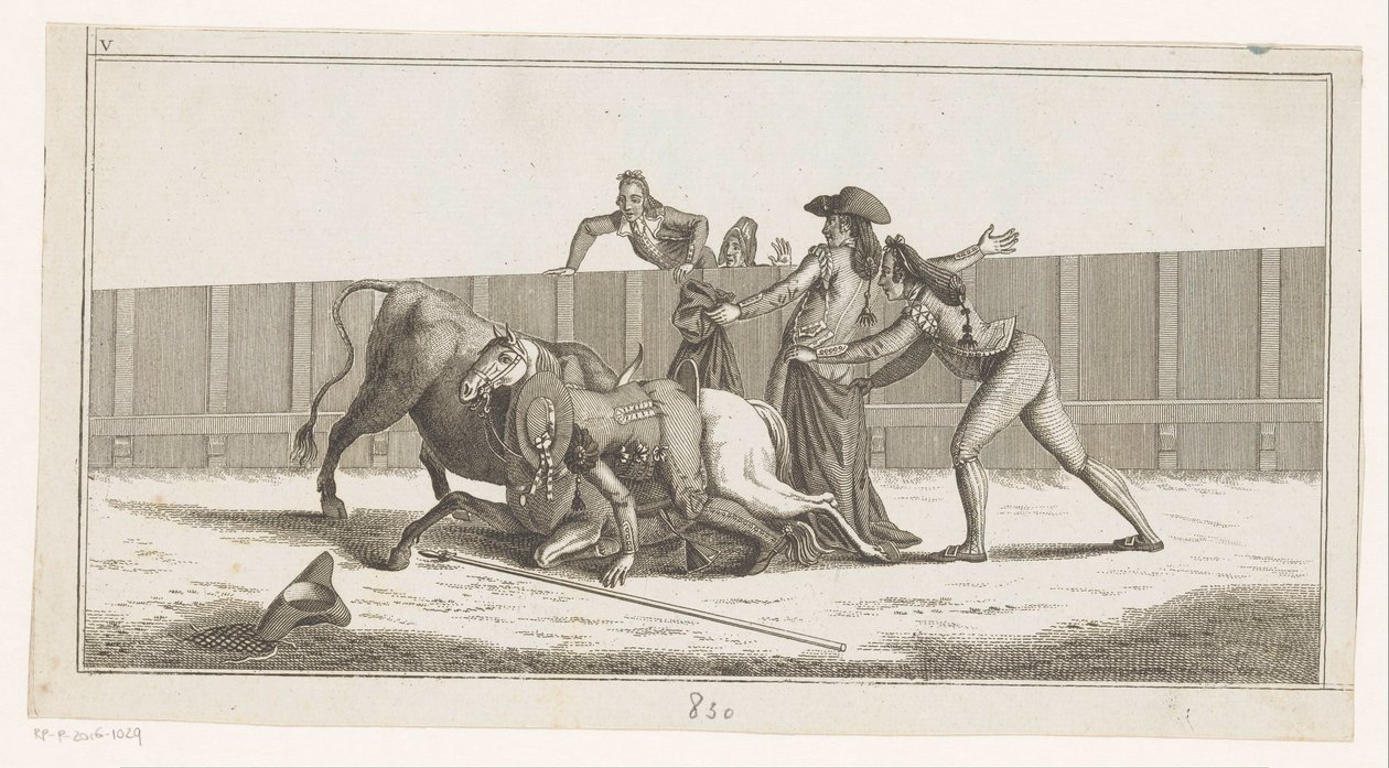 Picador caiu do cavalo Coleccion de las principales suertes de una corrida de toros (título da série no objeto) Colecção das manobras tauromáquicas mais importantes (título da série) de Anonymous