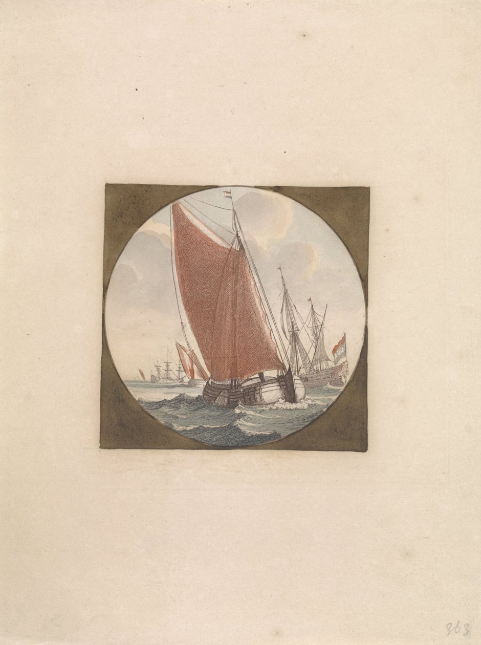 Flatboats com velas cheias
Navios no mar (série B) (título da série) de Anonymous