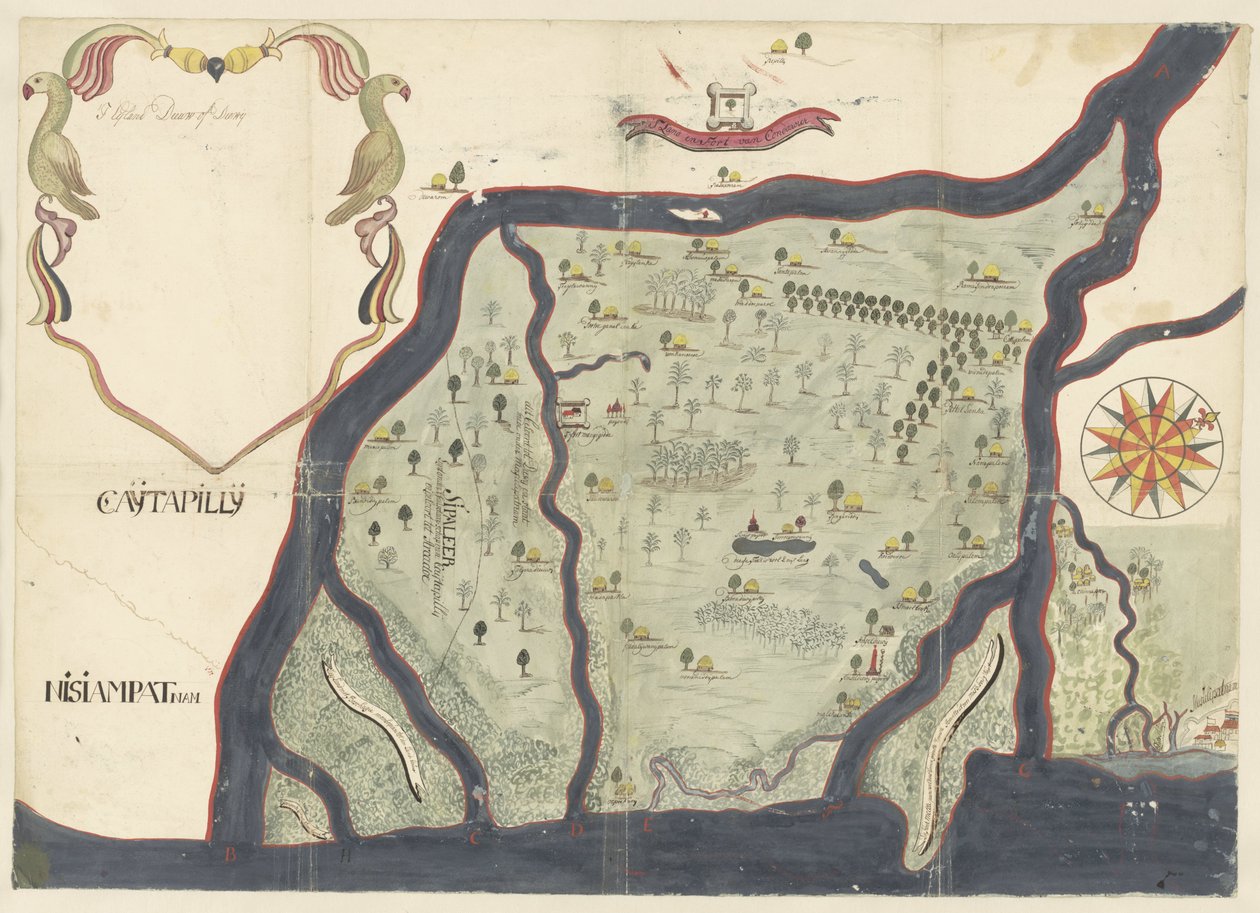 Mapa da ilha de Die or Die Wij na costa de Coromandel, Índia de Anonymous