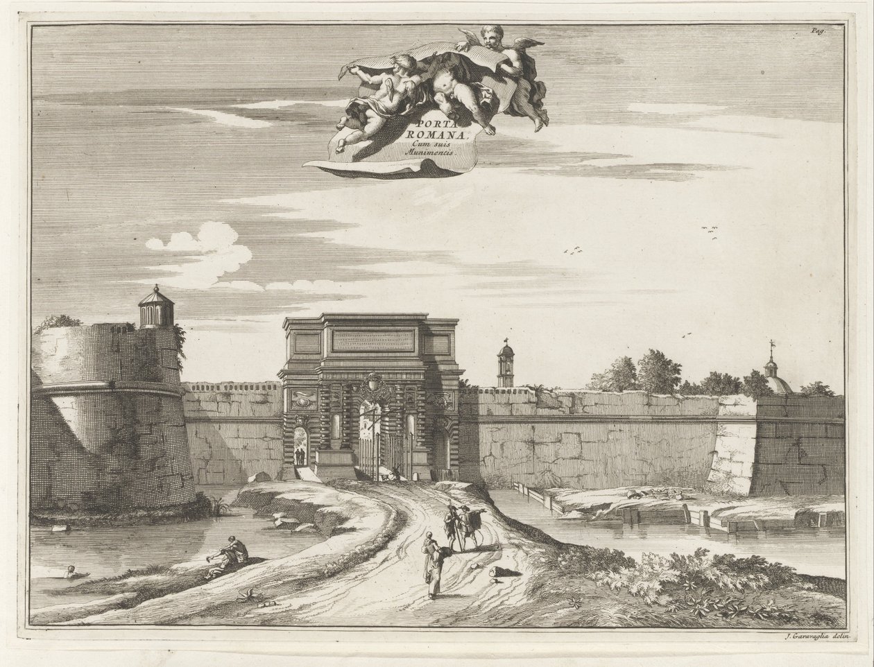 Porta Romana em Milão Porta Romana cum suis Muninentis (título no objeto) Edifícios Magesyn der Italiaense (título da série) de Anonymous