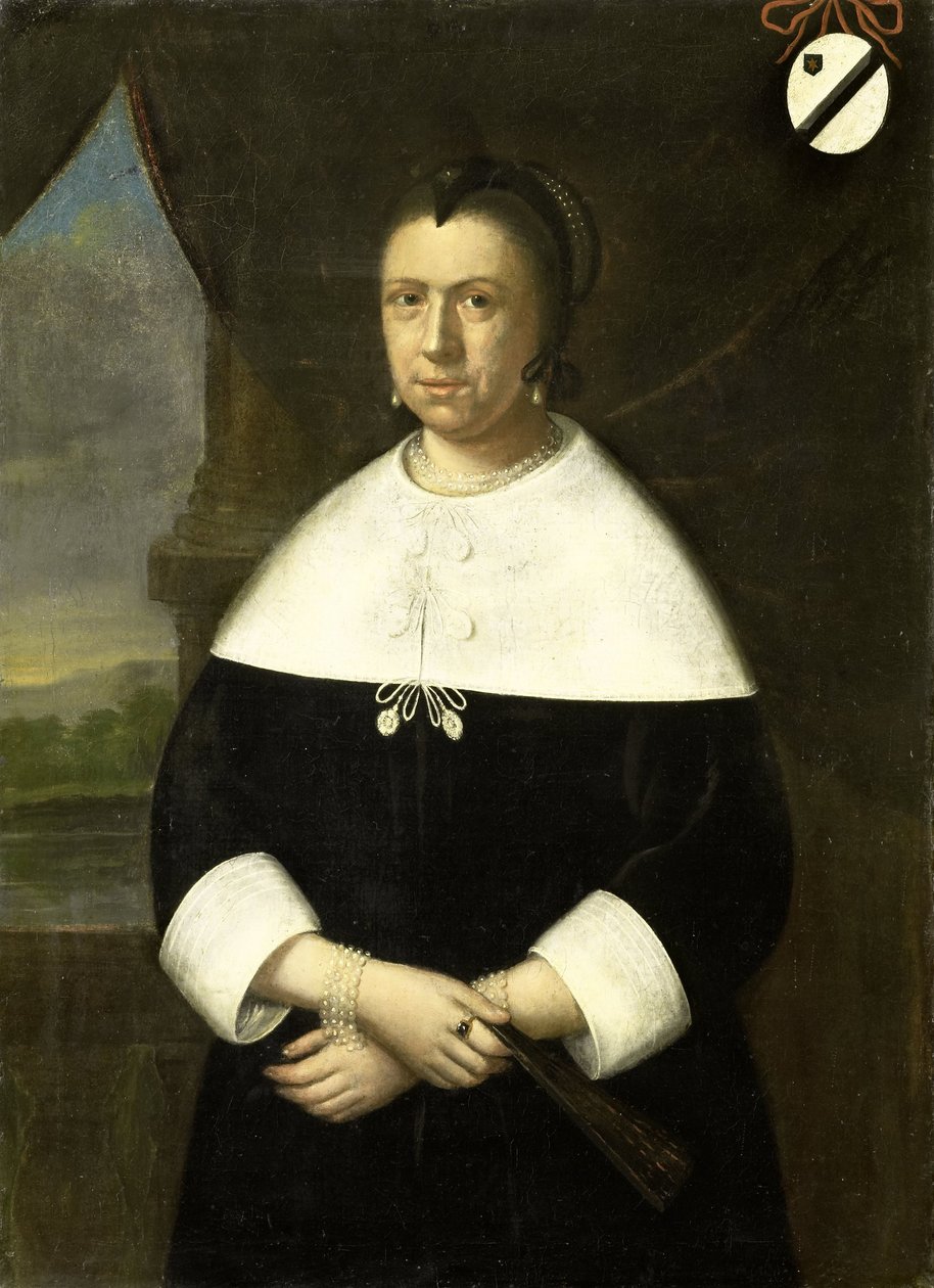 Retrato de Maria Quevellerius (1629-64), primeira Esposa de Jan van Riebeeck, ou da sua segunda Esposa Maria Scipio (c. 1630-95) de Anonymous
