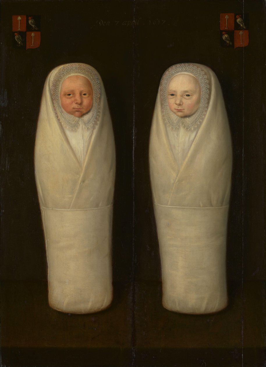 Retrato de Gémeos com Swaddled: Os Filhos Mortos de Jacob de Graeff e Aeltge Boelens de Anonymous
