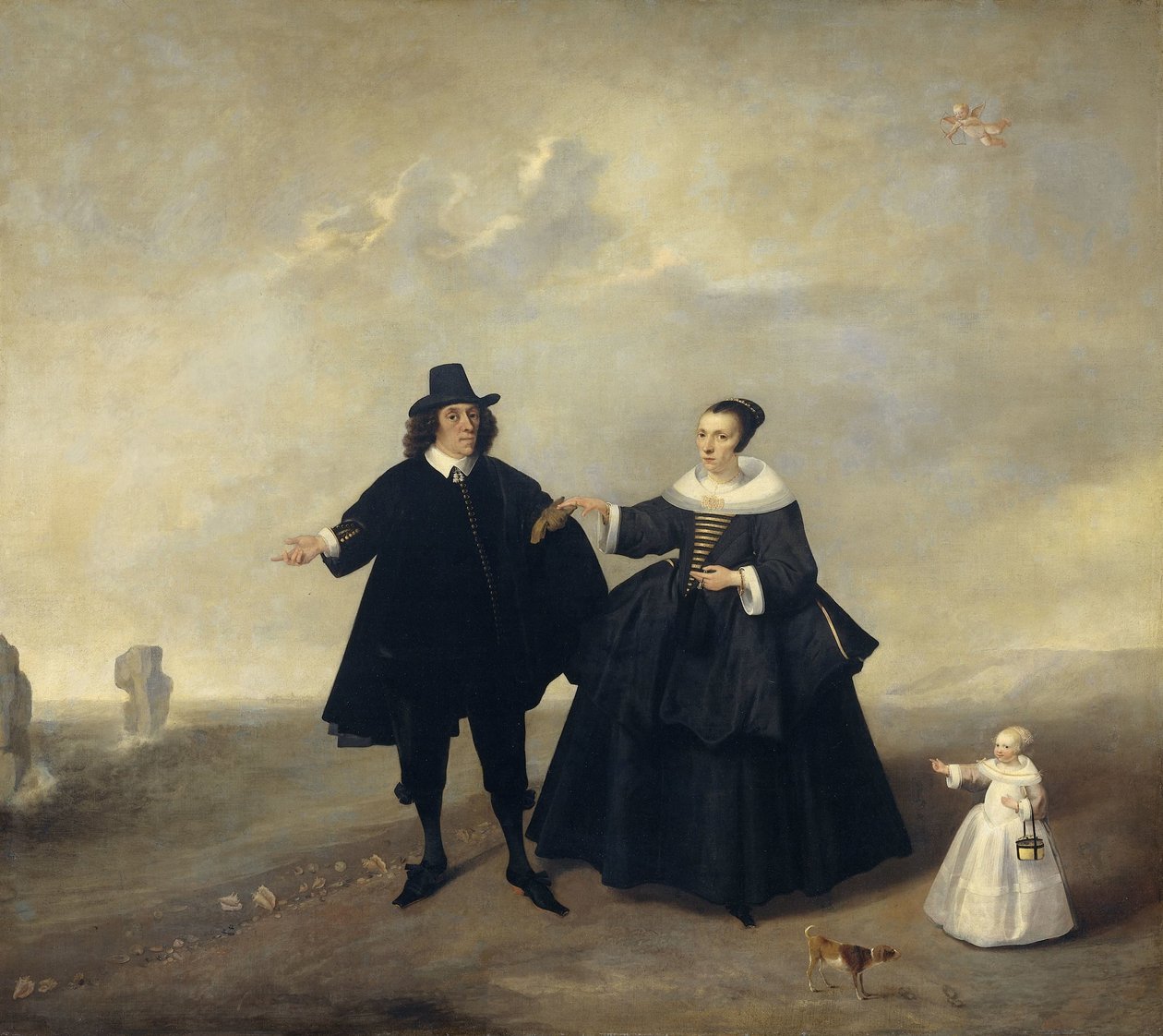 Retrato de um casal com filho, membros da família Beresteyn de Anonymous