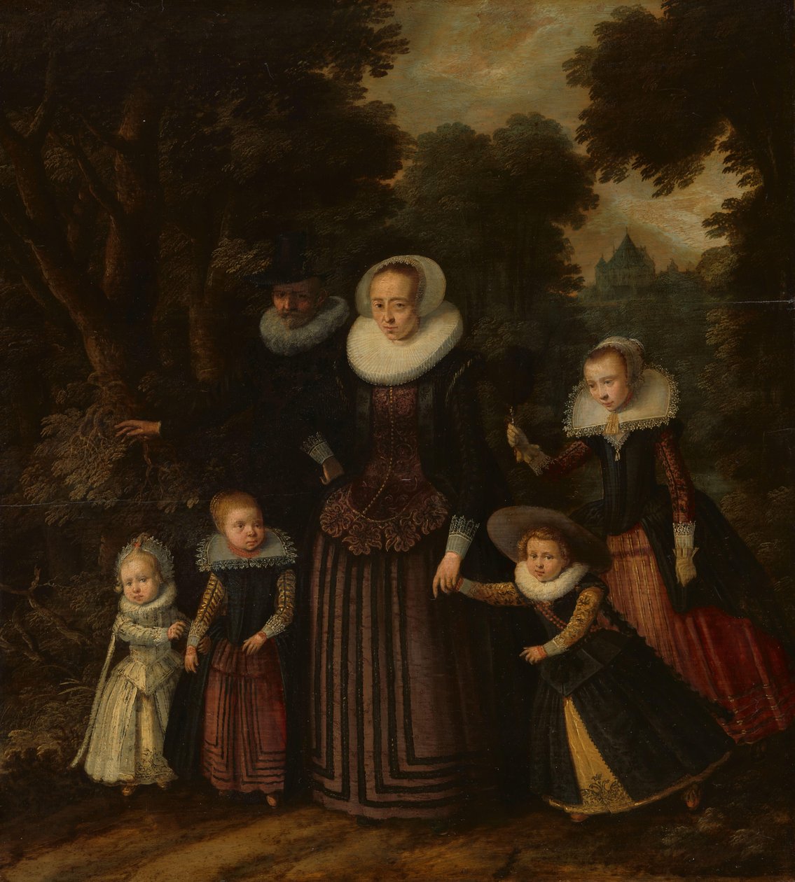 Retrato de um casal e quatro filhos de Anonymous