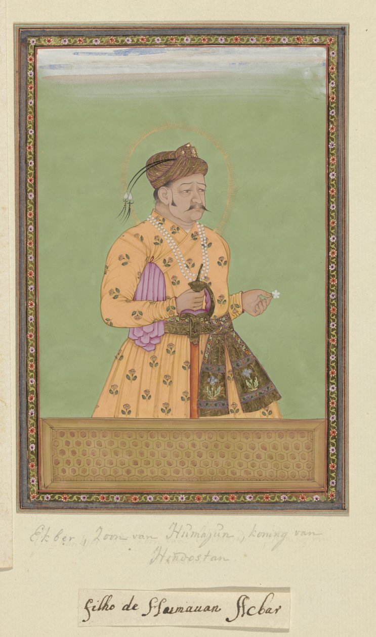 Retrato de Akbar Padshah, filho de Humayun, que governou depois do seu pai em Hindustan de Anonymous