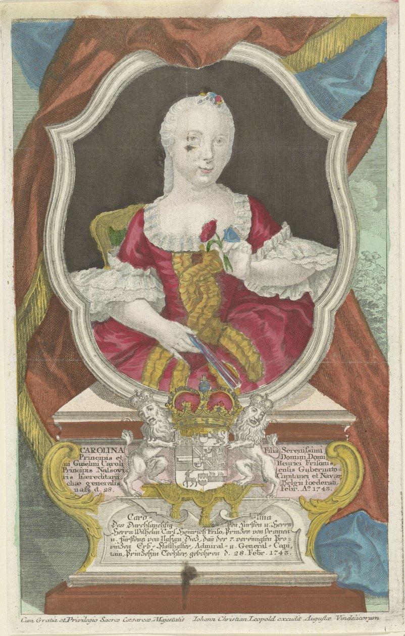 Retrato de Carolina, Princesa de Orange-Nassau de Anonymous
