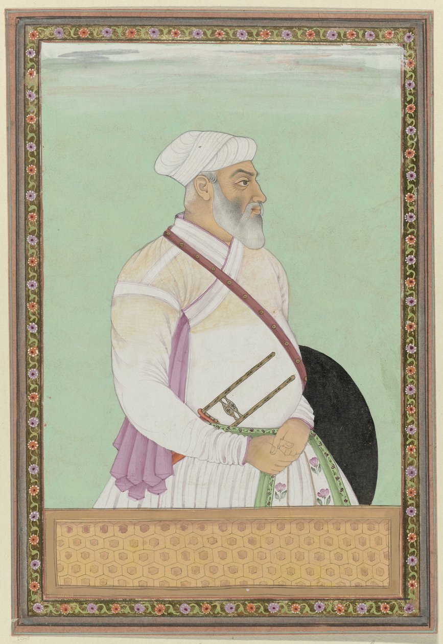 Retrato de Dalil-khan, grão-vizir de Aurangzeb, foi governador (subagar) da província de Deccan; ele vem dos Rohela Pathans de Anonymous