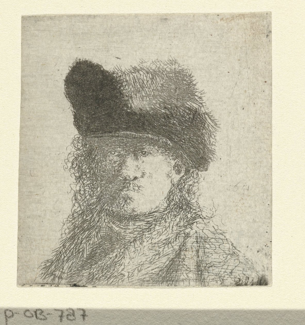 Retrato de Rembrandt com chapéu de pele de Anonymous