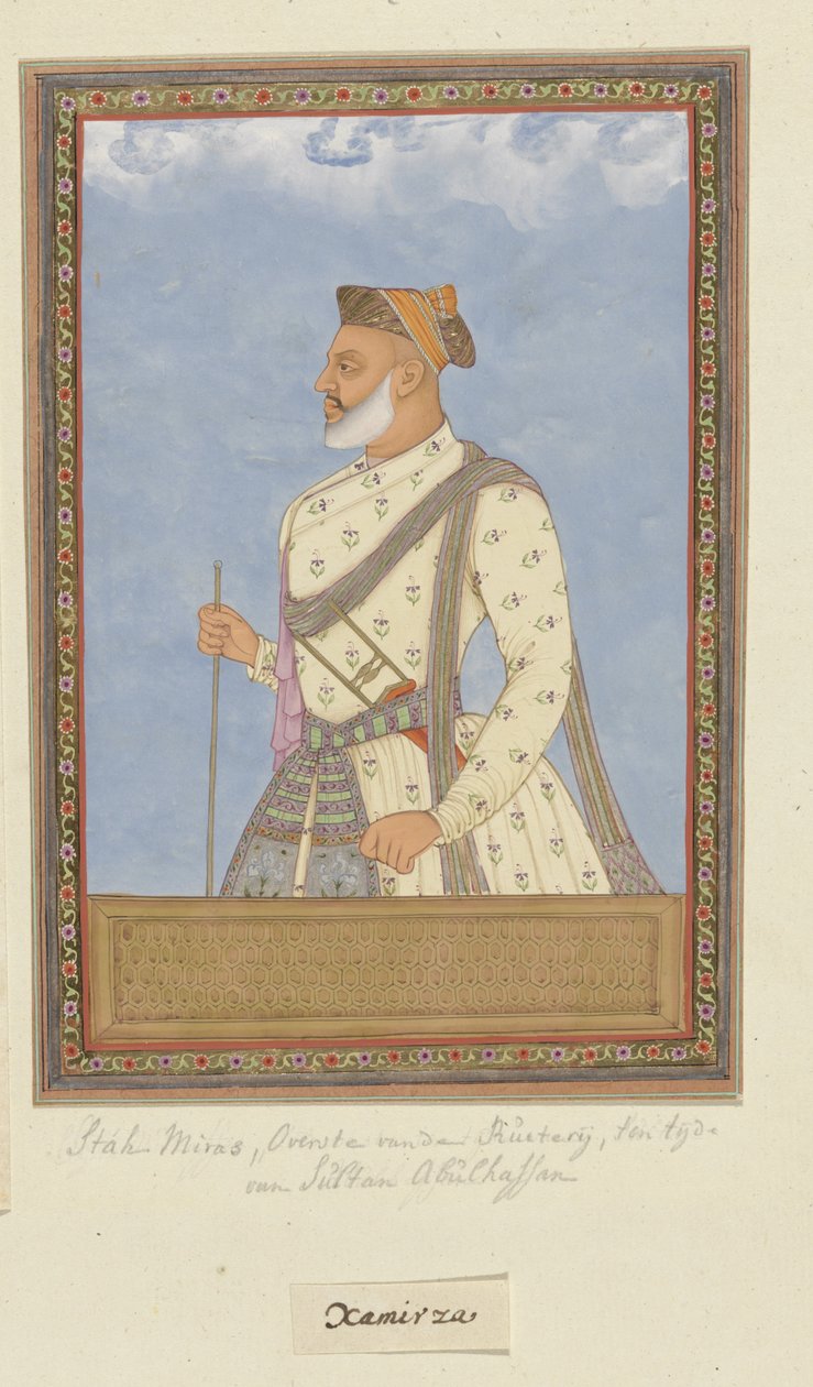 Retrato de Shah Mirza; na época do sultão Abul Hasan ele serviu como comandante da cavalaria (sar-khayl) depois de Sayyid Muzaffar de Anonymous