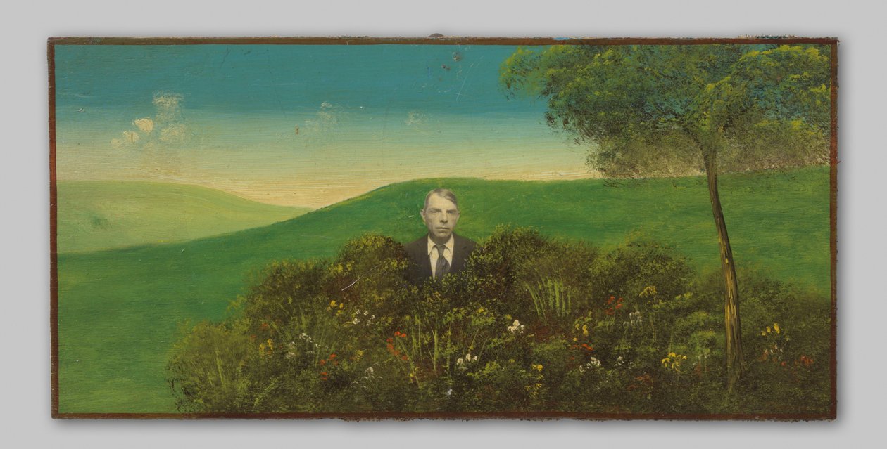 Retrato de um homem desconhecido em uma paisagem pintada de Anonymous